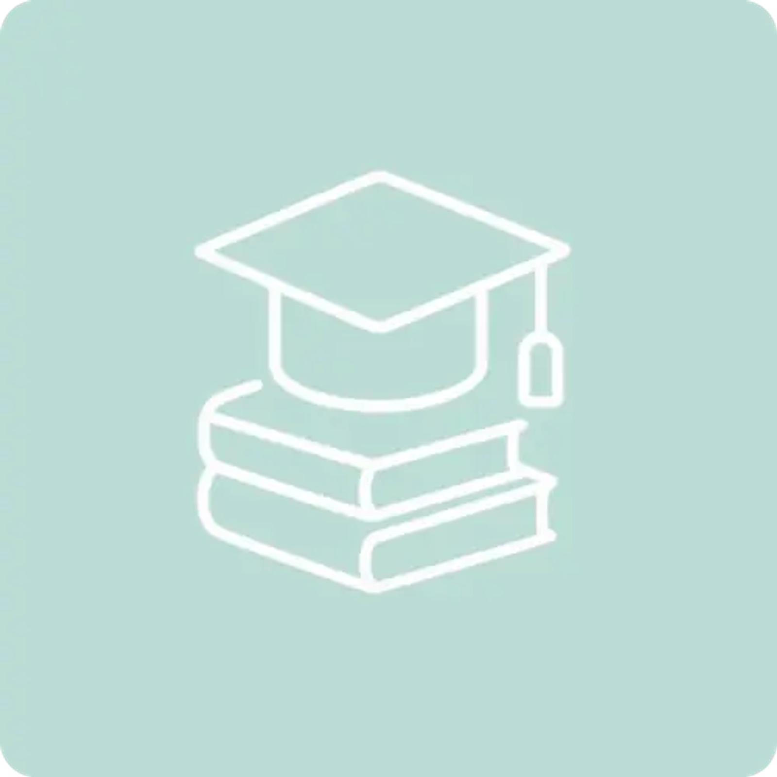 Graduation cap on books icon