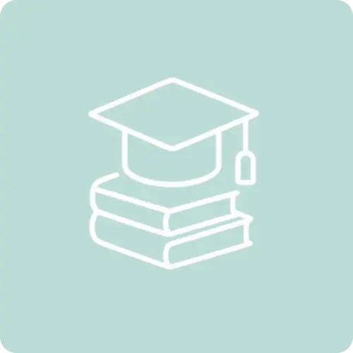 Graduation cap on books icon