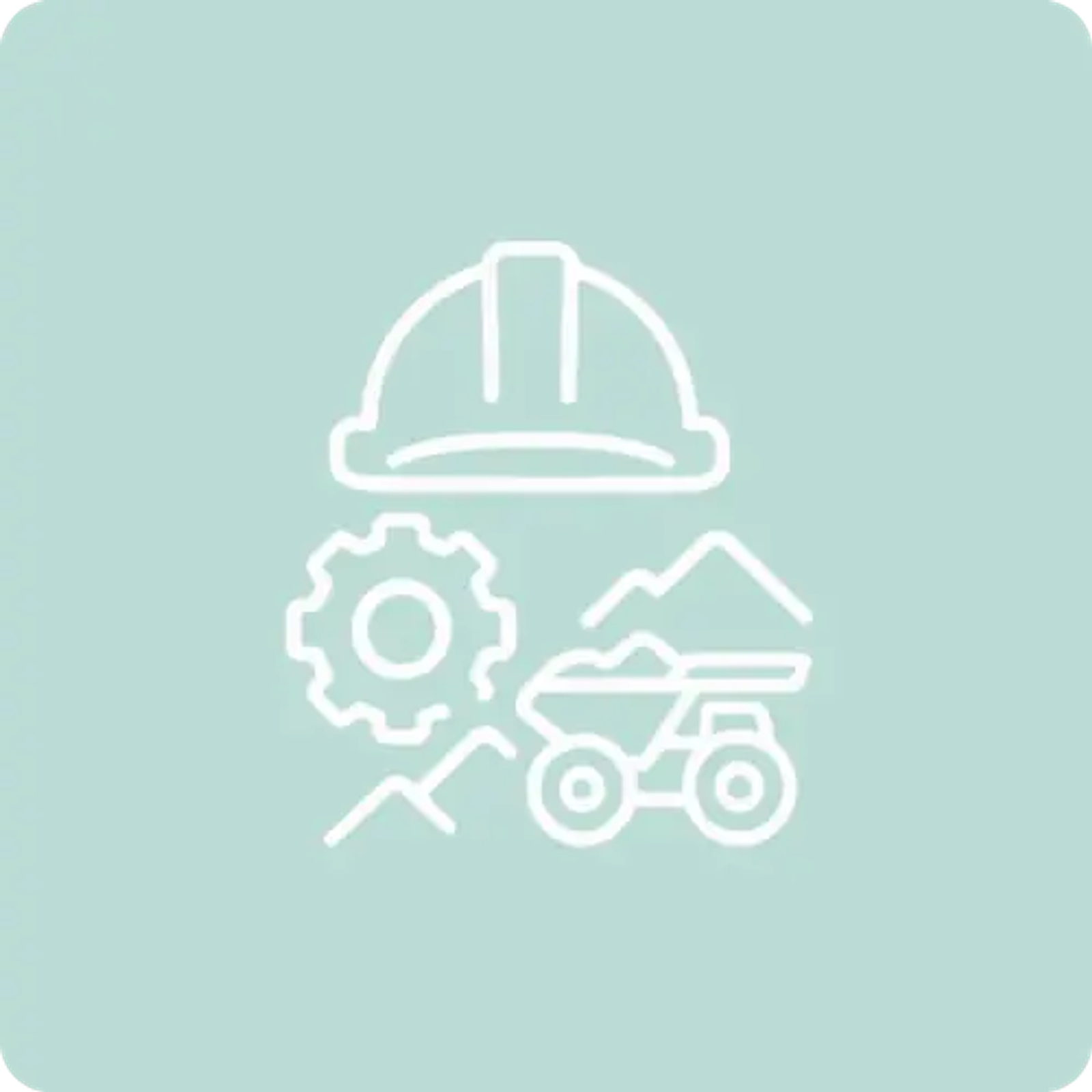 Hard hat, gear and mining truck icon