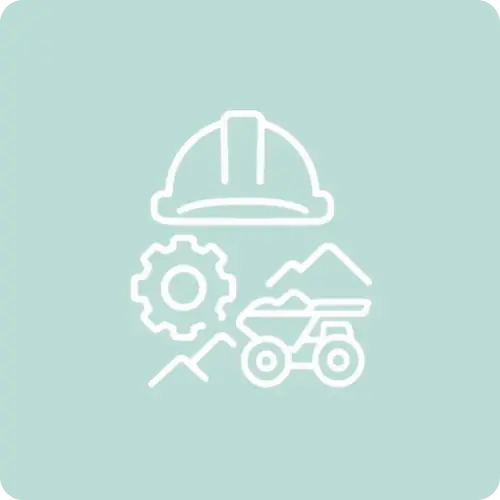 Hard hat, gear and mining truck icon