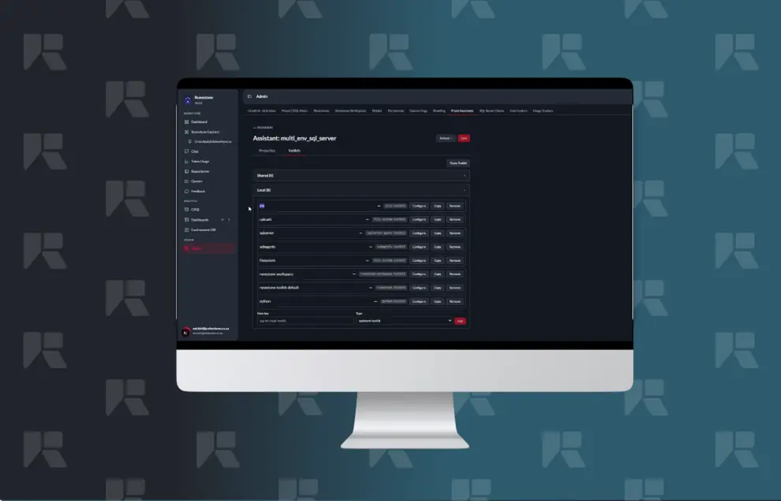 Runestone admin screen on a desktop monitor