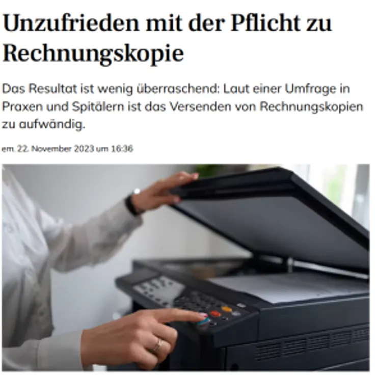 Umfrage Rechnungskopie für Versicherte