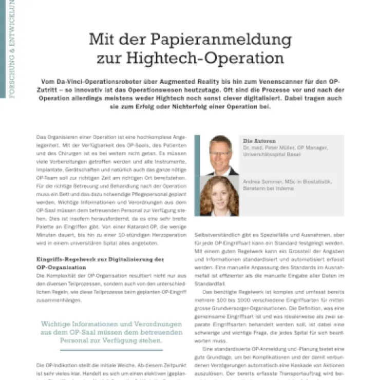 Mit der Papieranmeldung zur Hightech-Operation