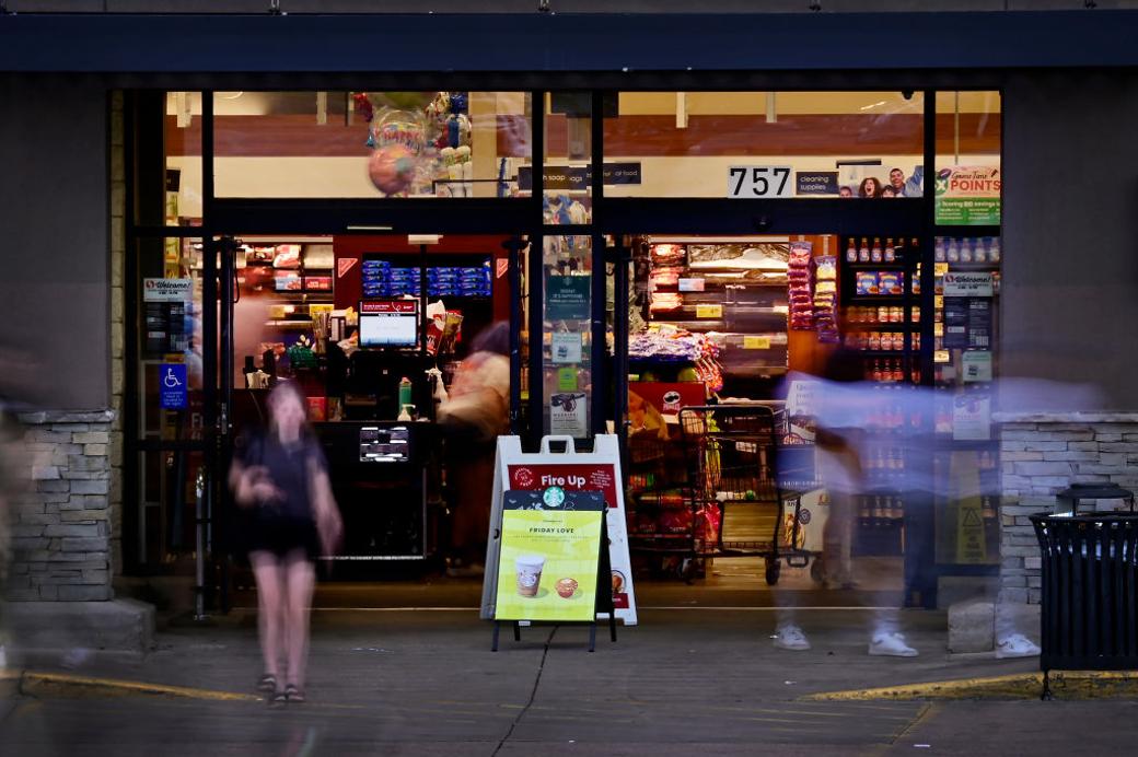 Safeway parking lot outside of Denver with shoppers entering and exiting