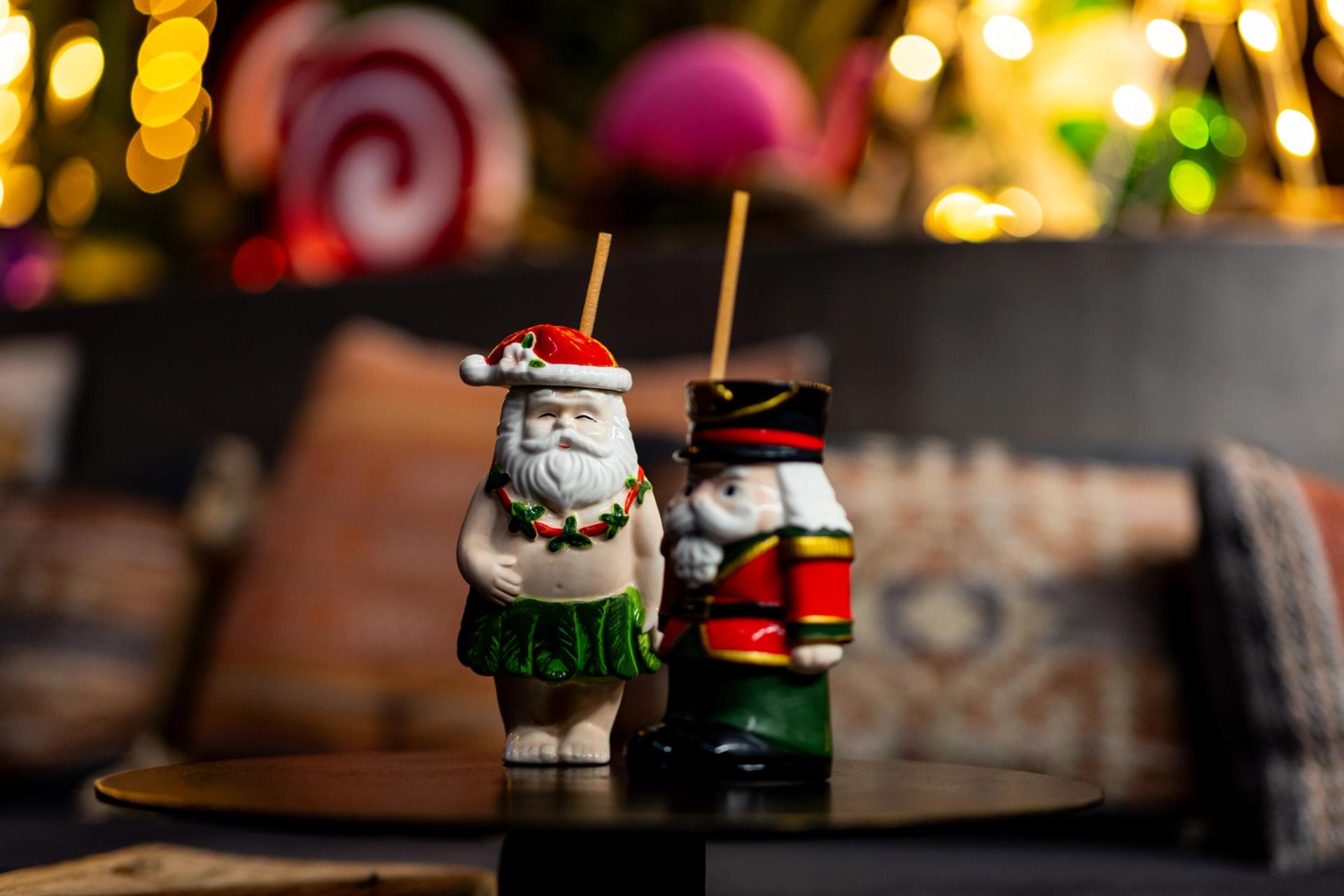 Santa shaped cocktail glasses.