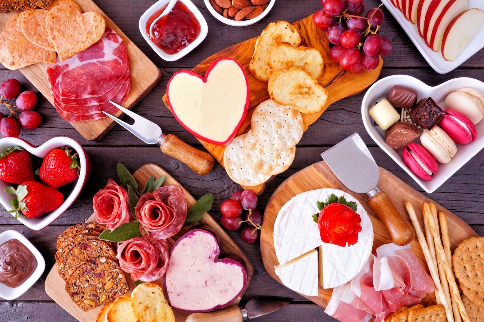 Valentine's Day themed charcuterie board