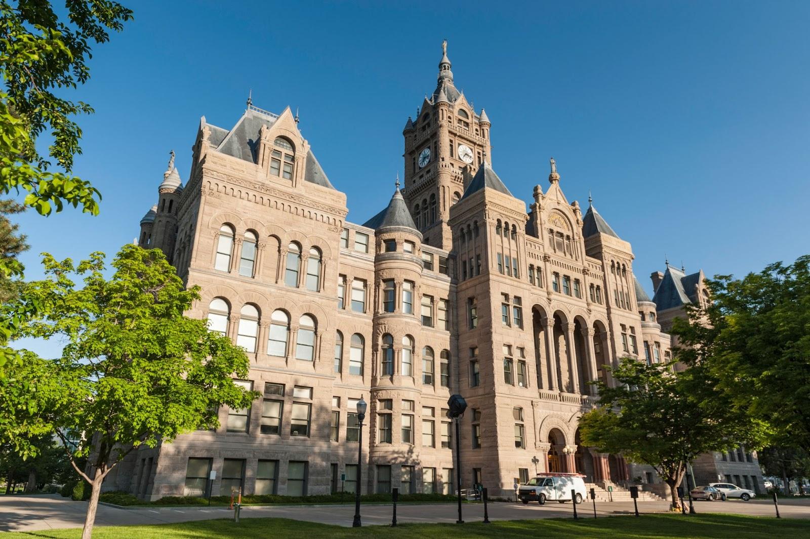 The outside view of the Salt Lake City and County building.