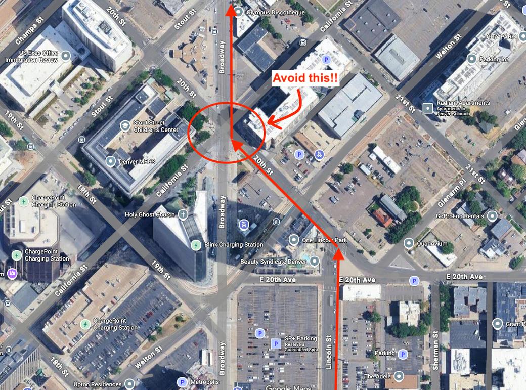 A map outlining the stretch of street under construction. 