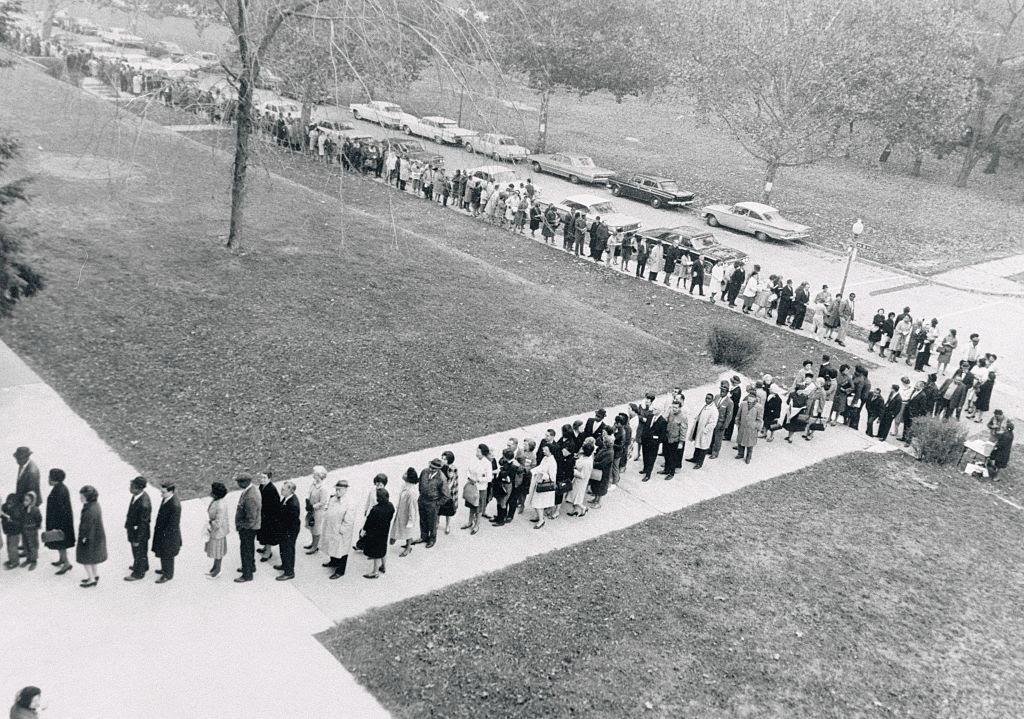 District residents swarm to the polls in 1964.