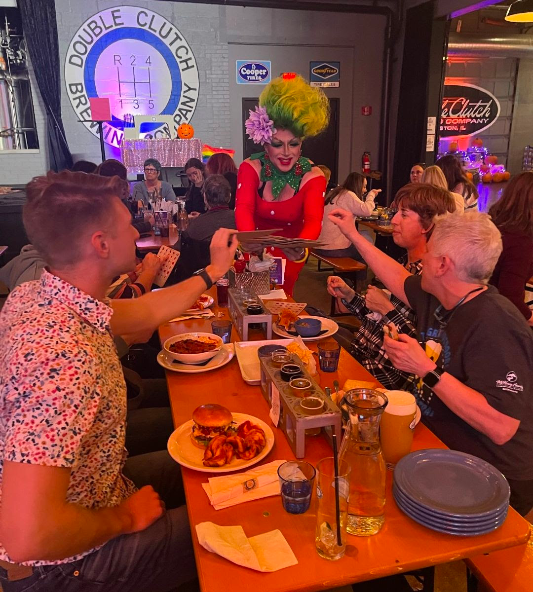 Muffy Fishbasket at drag bingo in Evanston. (Courtesy of Muffy Fishbasket)