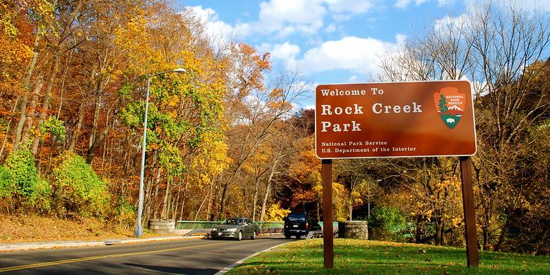 Entrance to Rock Creek Park in fall.