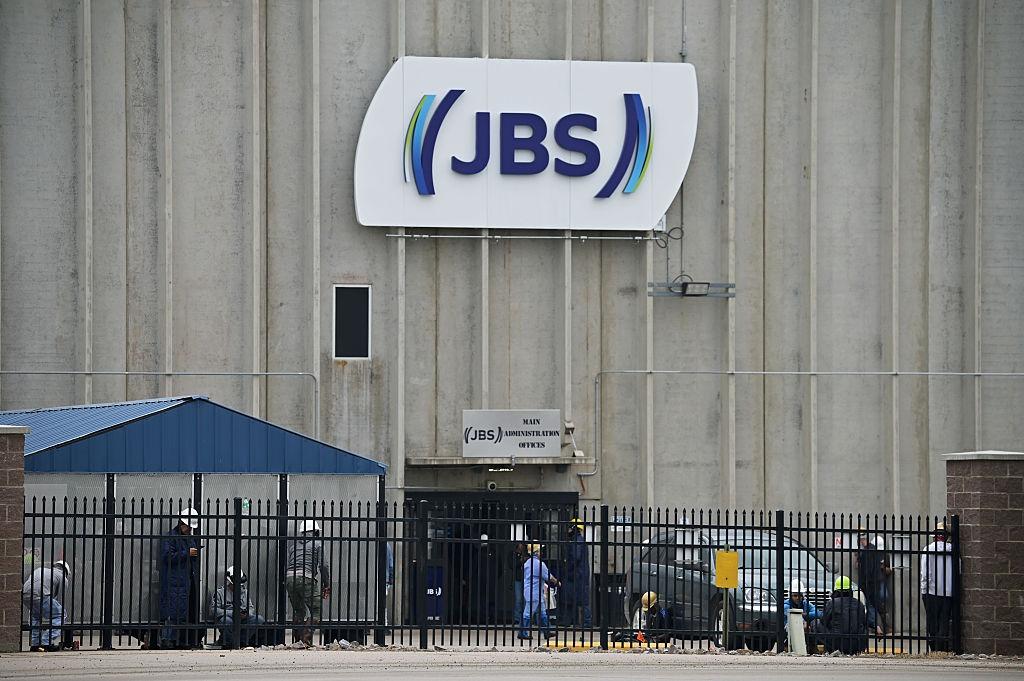 The front of the JBS meatpacking facility in Greeley.
