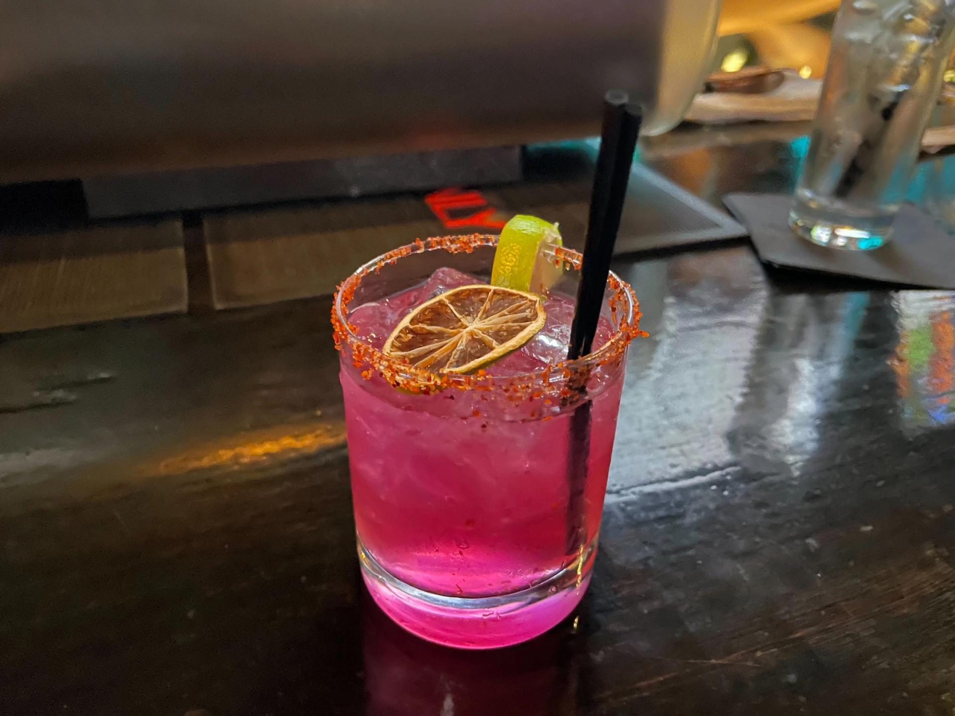 A very pink cocktail.