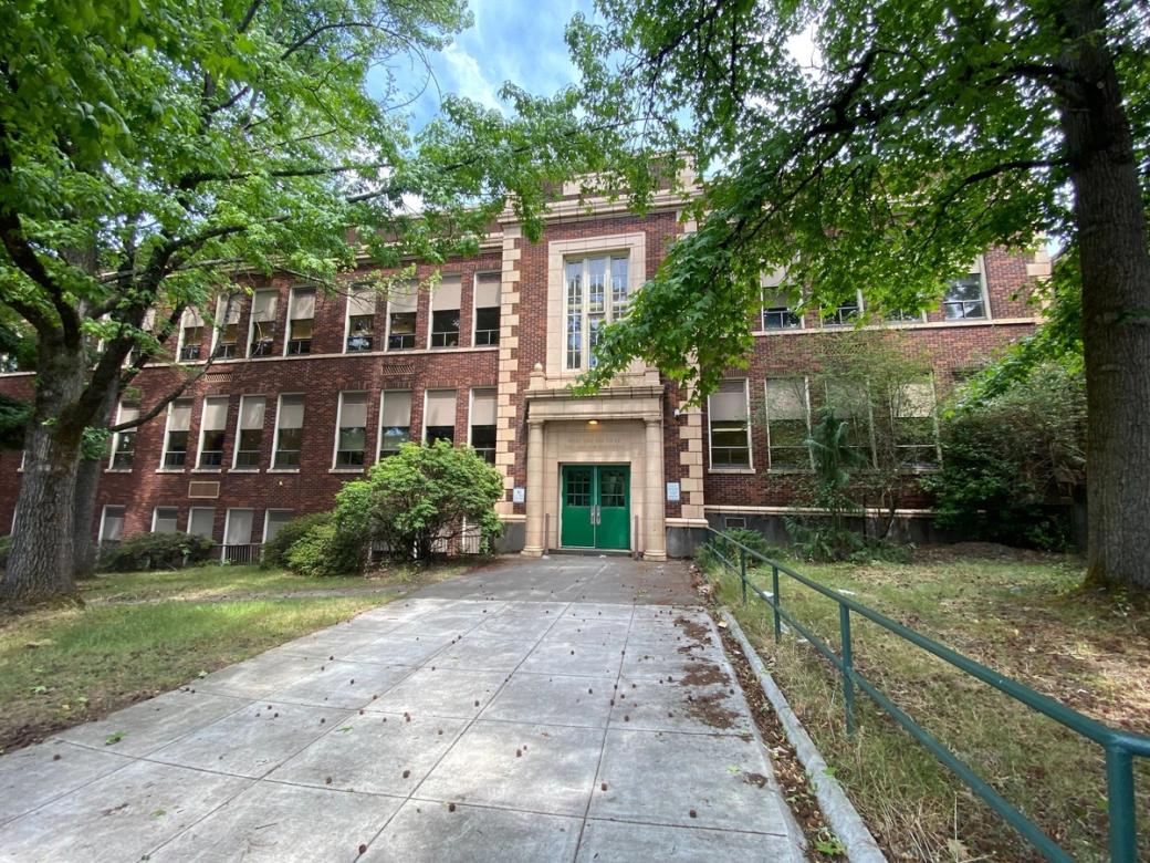 Brick front of a school building