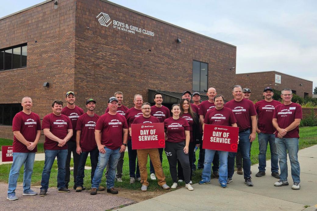Display ad for Day of Service; Xcel energy team volunteering 