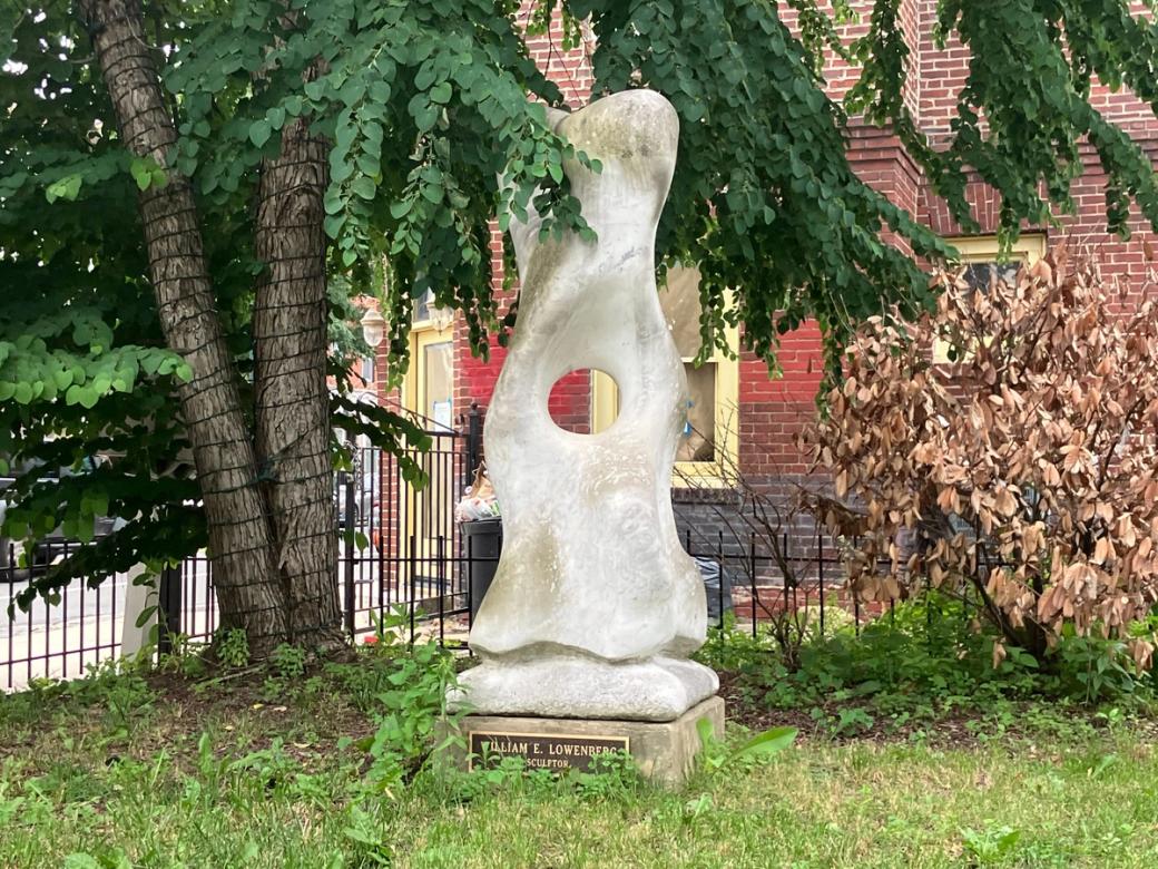 A white abstract sculpture