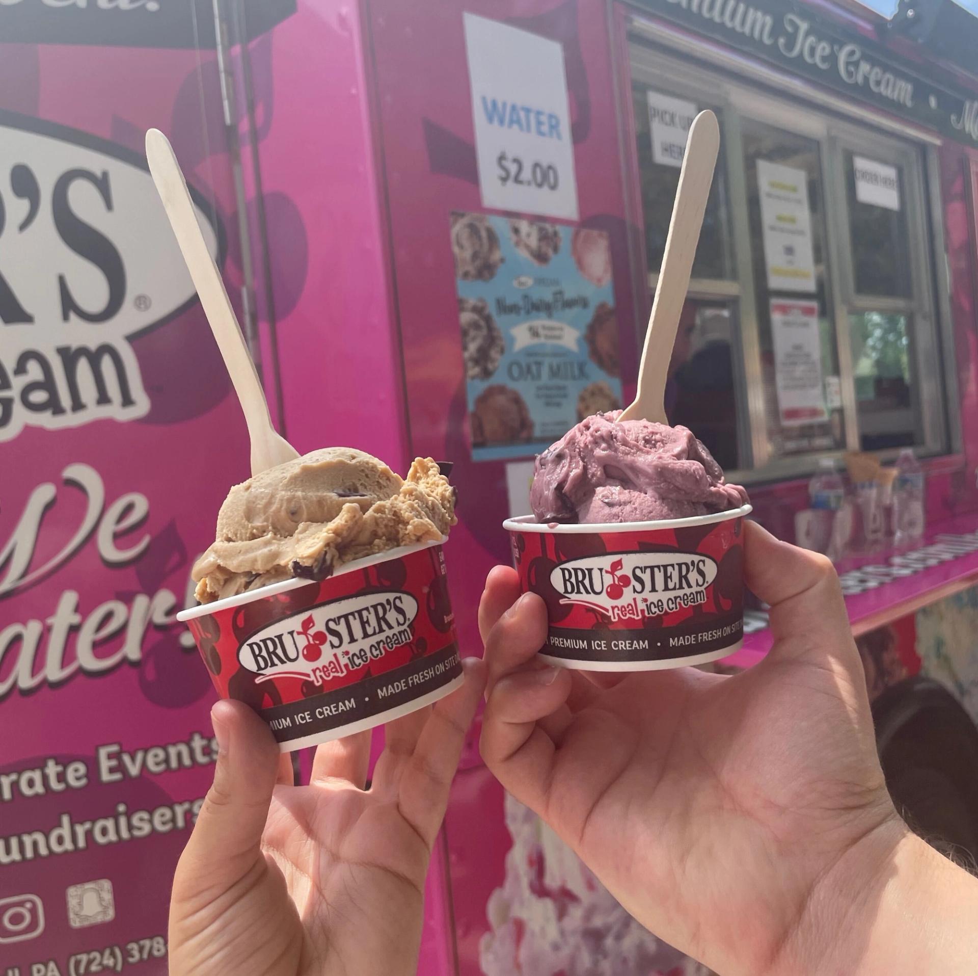 Dairy free cold brew and black raspberry chocolate chip ice cream from Bruster’s. (Francesca Dabecco / City Cast Pittsburgh)