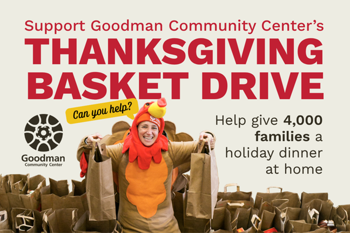 Display ad for Thanksgiving Basket Drive; Goodman Community Center