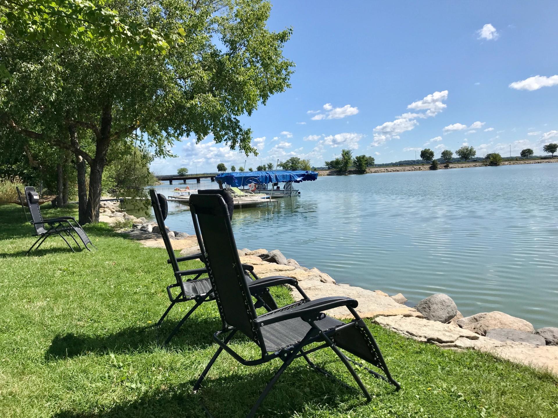 Beach chairs on the shore of Brittingham Beach