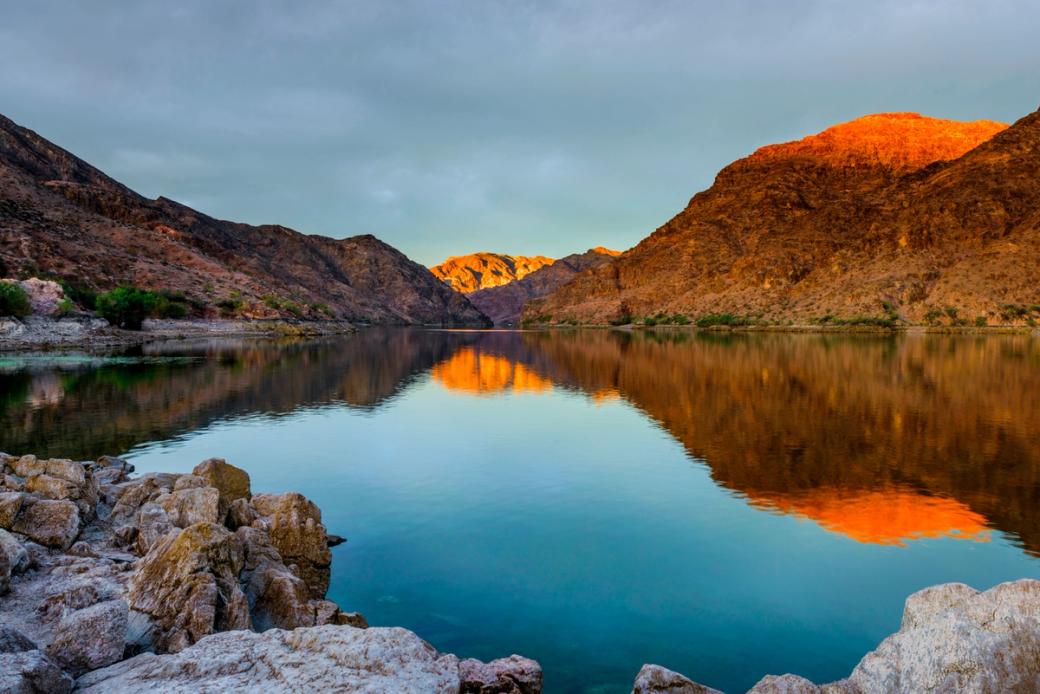 The Colorado River flowing through a canyon.