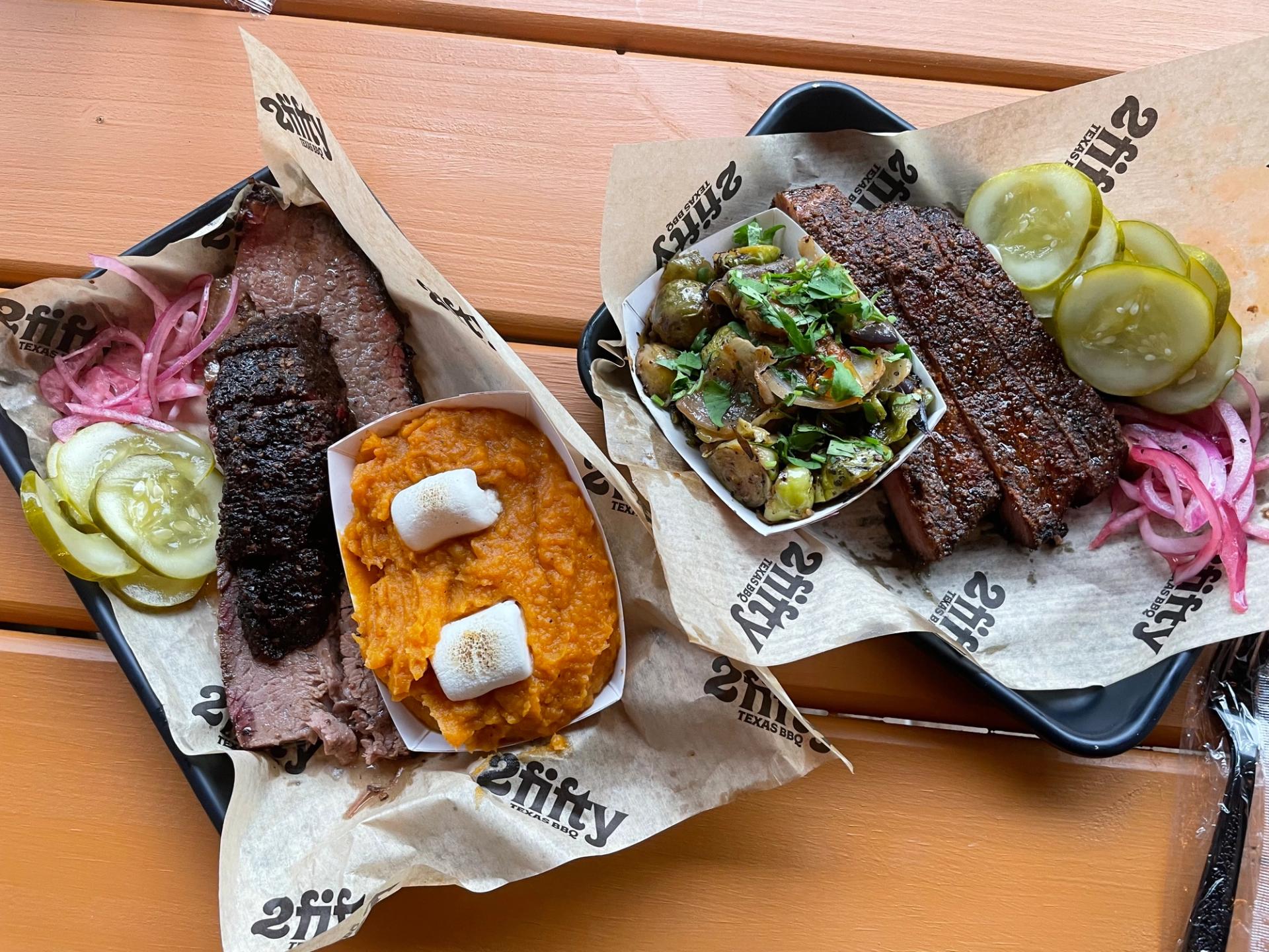 Brisket and ribs from the new 2Fifty Texas BBQ location in Penn Quarter.