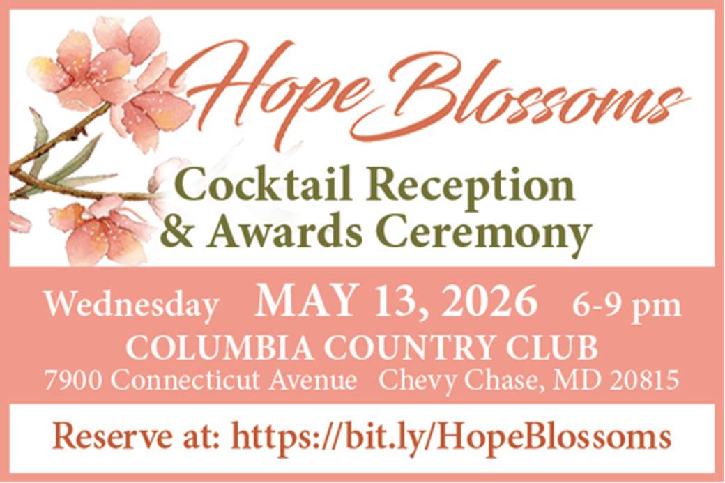 Display ad for Hope Blossoms Cocktail Reception & Award Ceremony