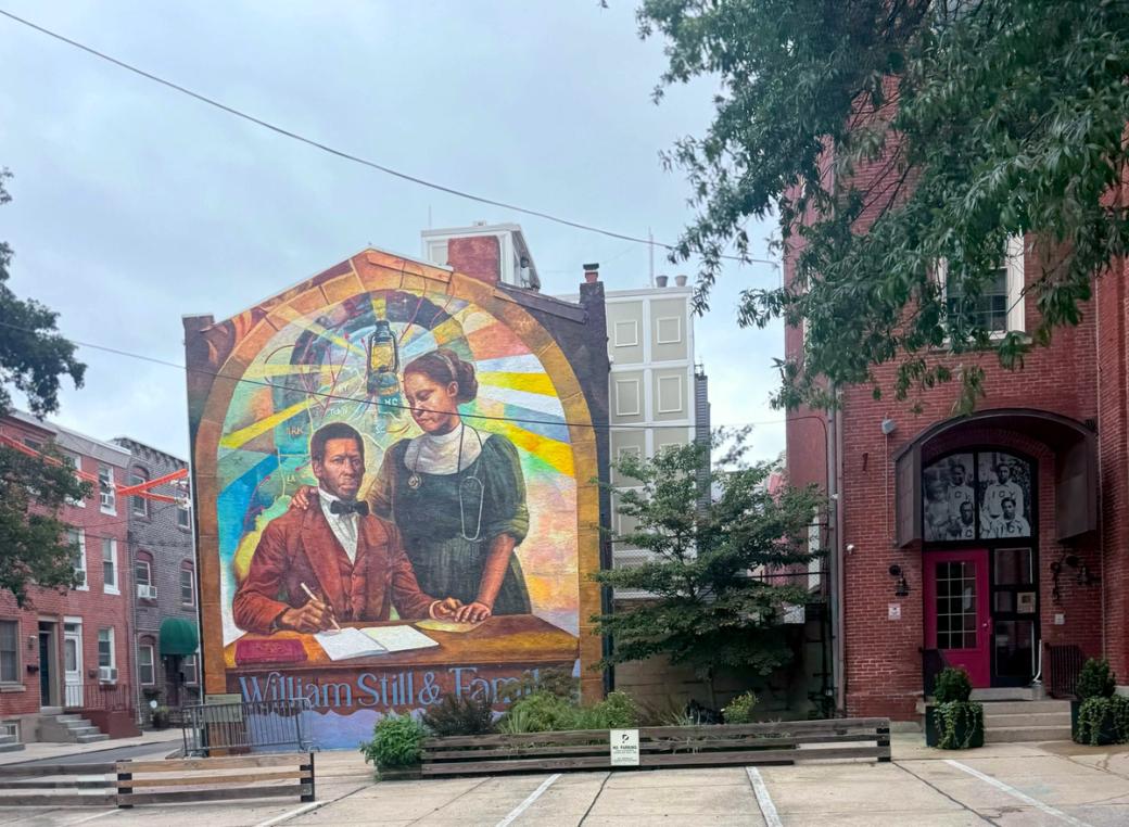 A mural of William Still and Dr. Caroline V. Still Anderson