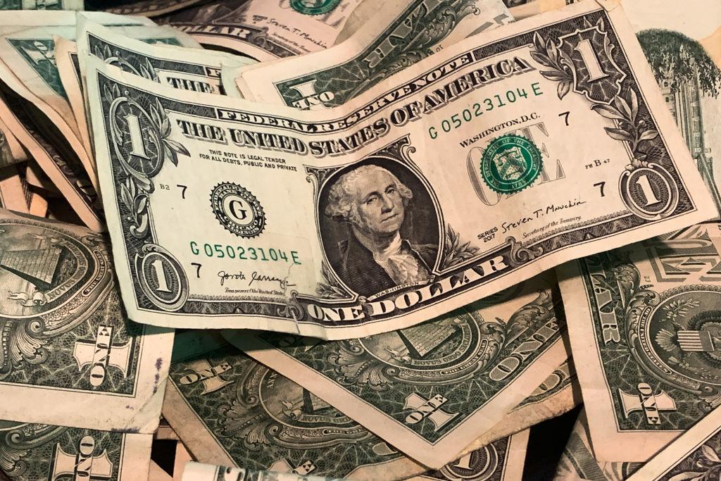 A pile of dollar bills