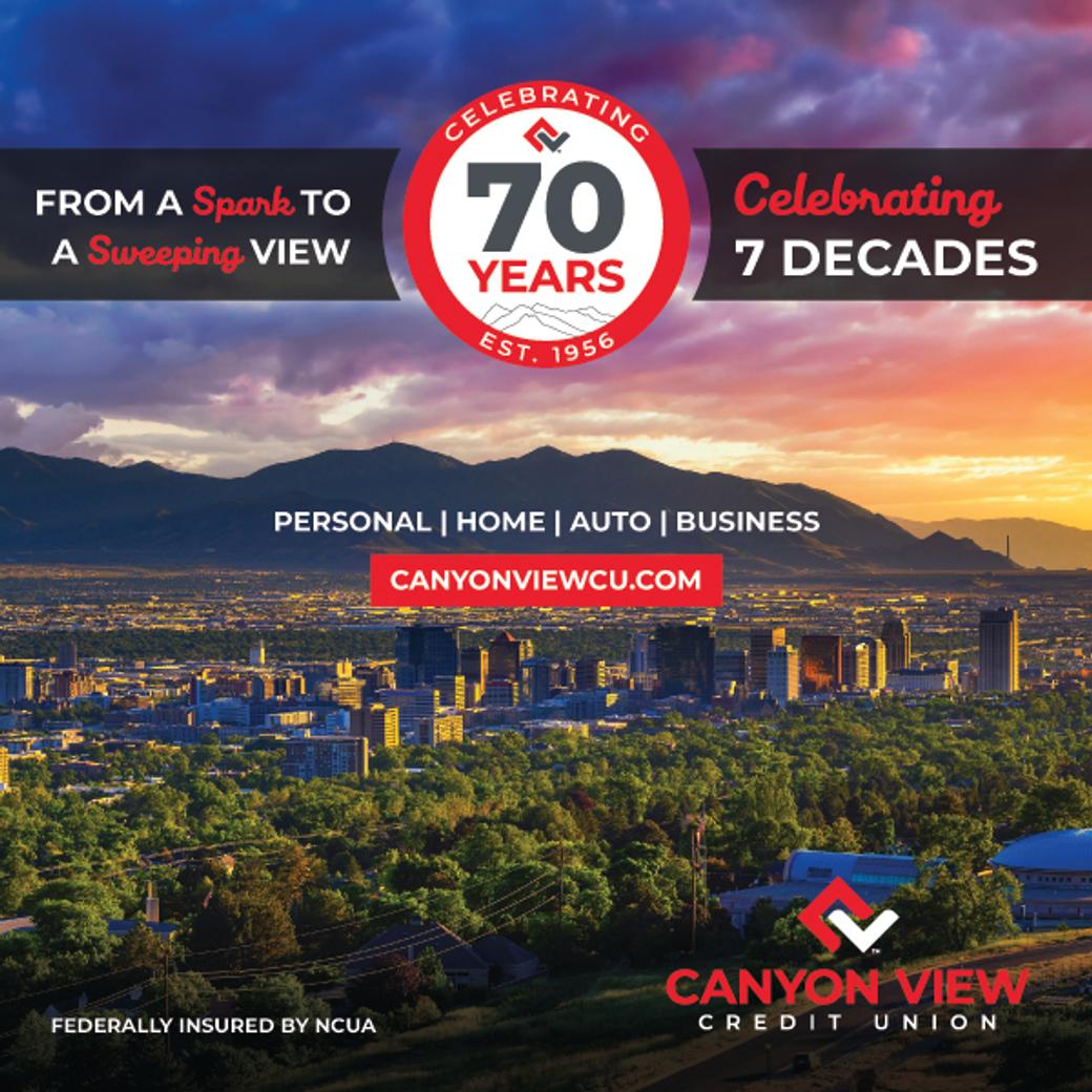 display ad for Canyon View Credit Union: Celebrating 7 Decades