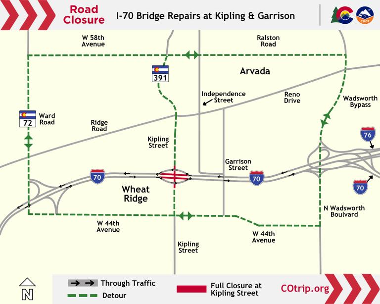 A map of Wheat Ridge outlines planned bridge construction.