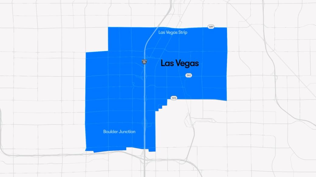 A map of Nevada with the area around Las Vegas colored in blue.