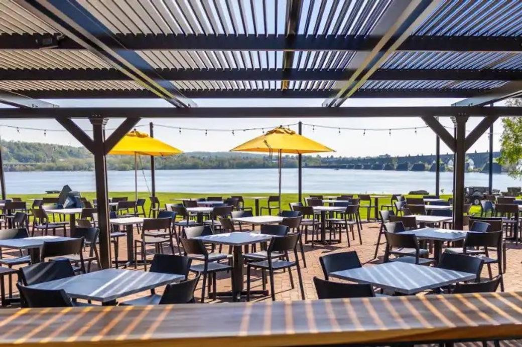 The patio at a restaurant. 