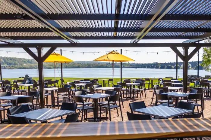 The patio at a restaurant.