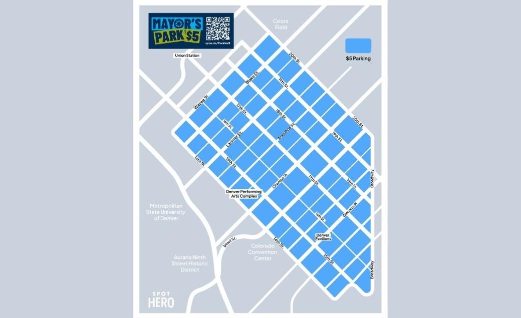 a map of shaded blue areas downtown