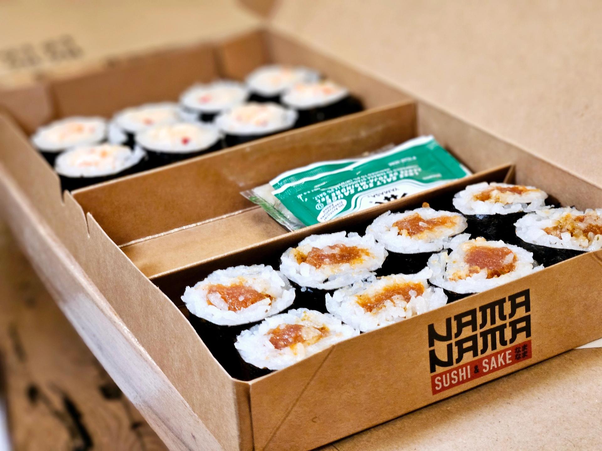 Sushi rolls from Nama Nama inside the Canteen Food Hall.