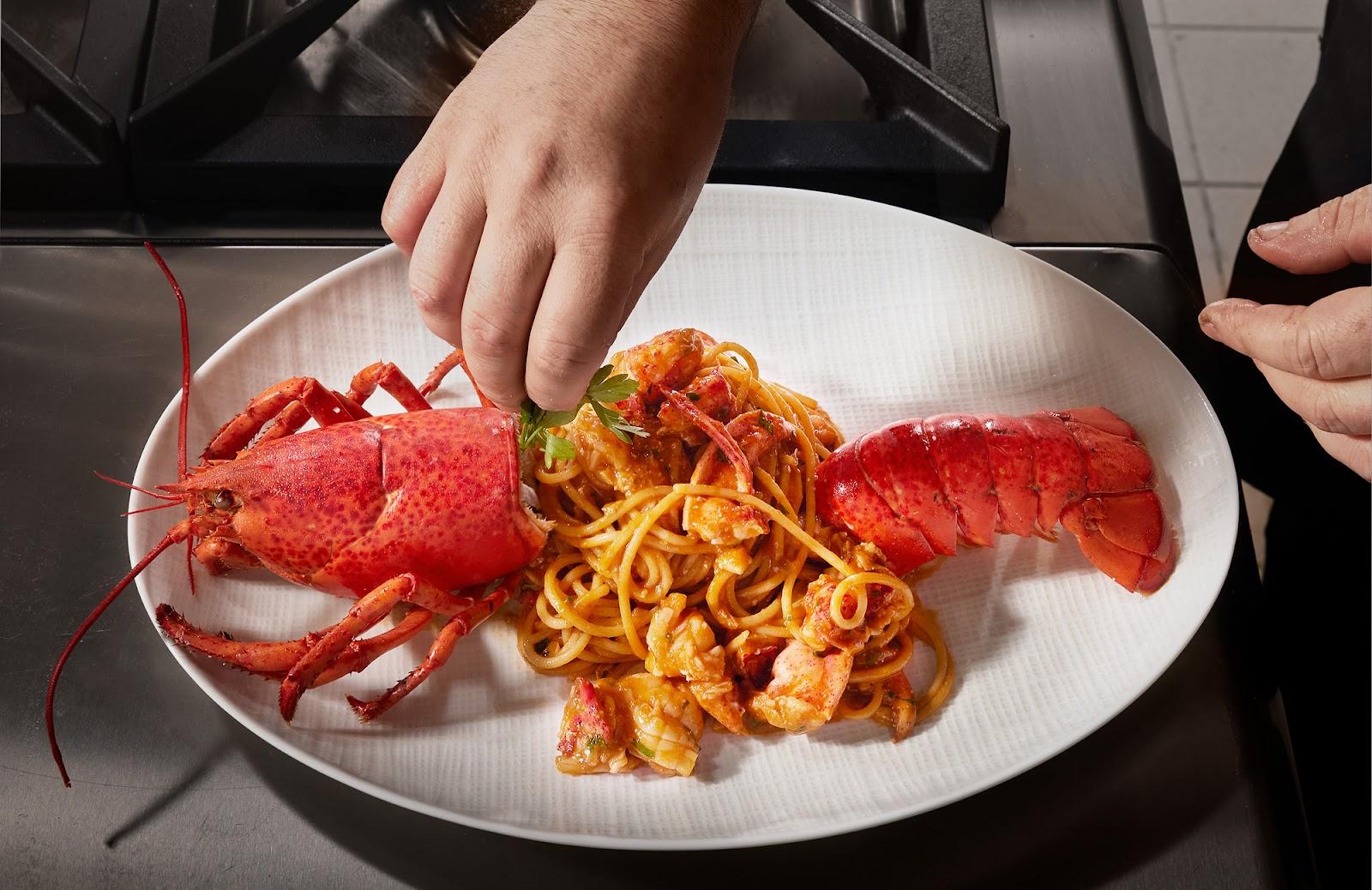 Lobster pasta at Milos.