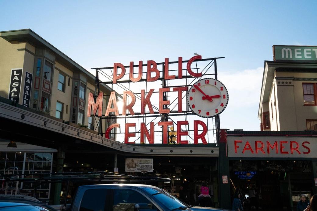 An image of the Public Market Center sign at Pike Place