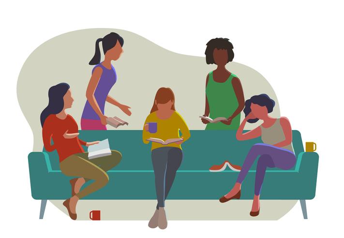 Some ladies hunkering down for cozy book club season.