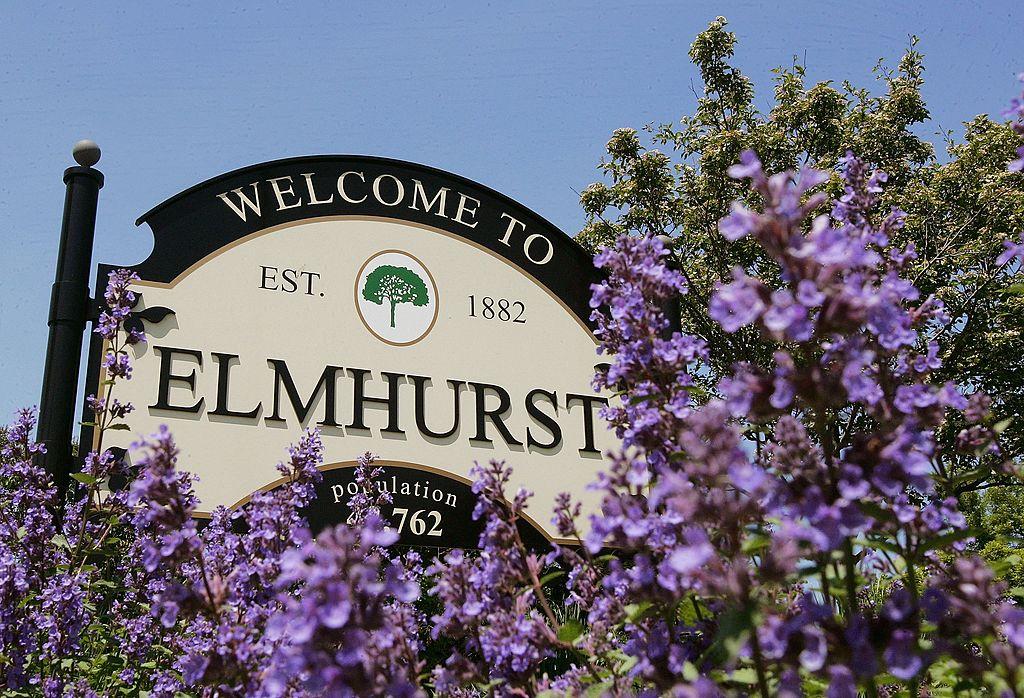 The "Welcome To Elmhurst" sign.