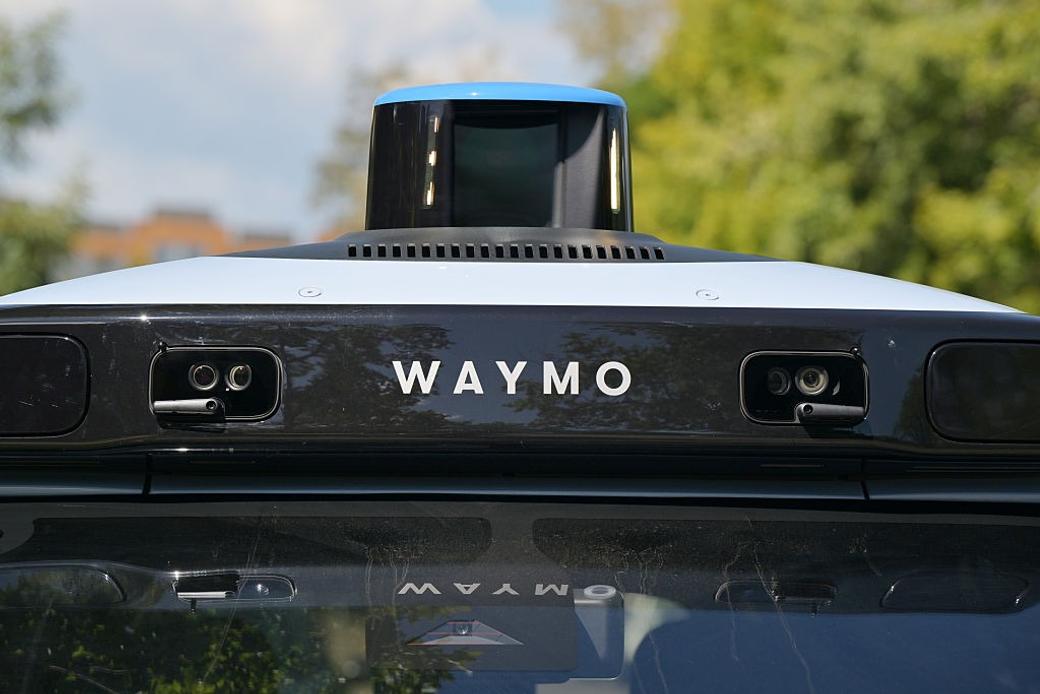 closeup image of the sensor equipment on top of a Waymo taxi in Denver, Colorado