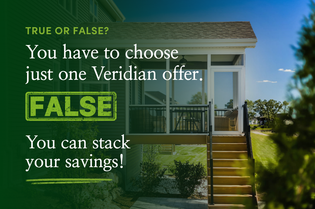 Display ad for Veridian Homes; Stack your savings!