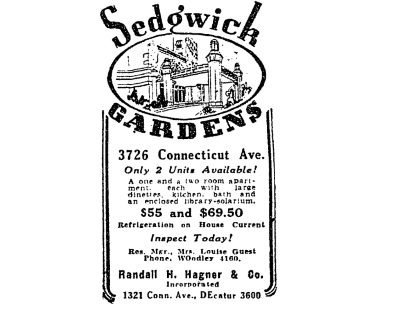 Sedgwick Gardens advertisement