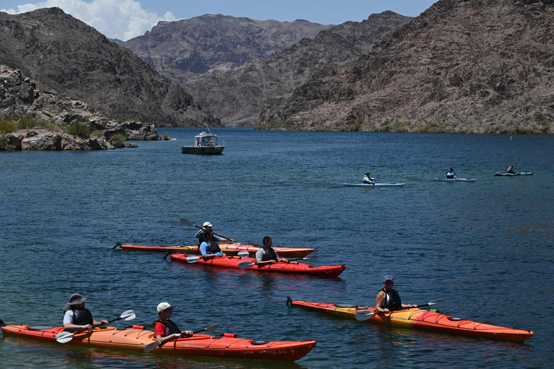 Kayakers depart Willow Beach on the Colorado River