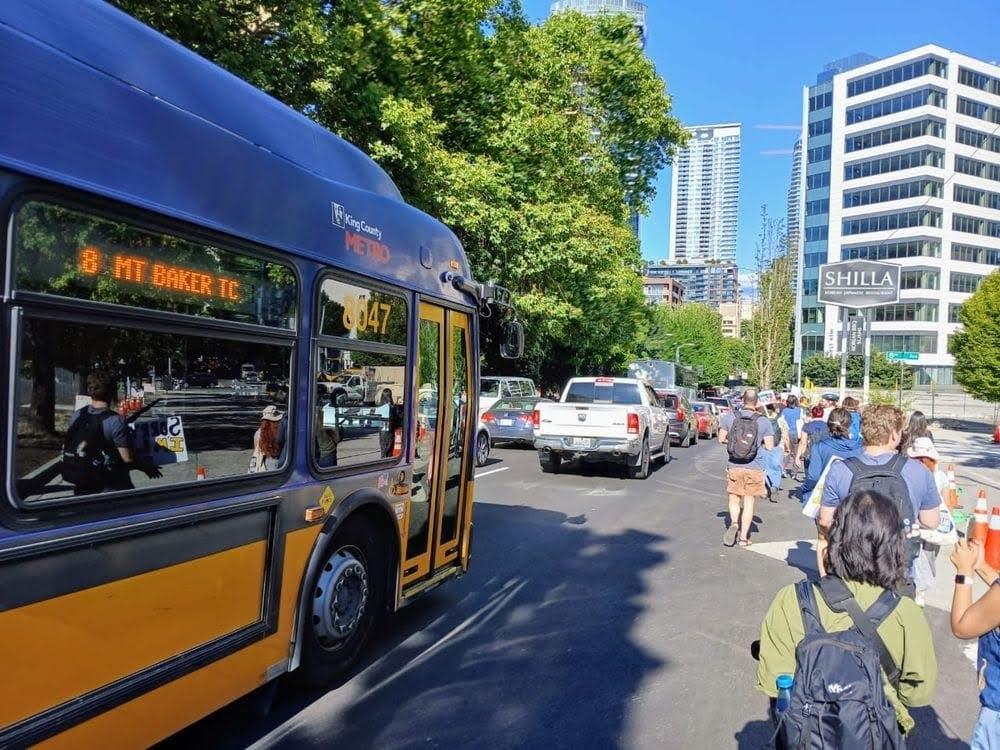 A route 8 bus during the Race the L8 event