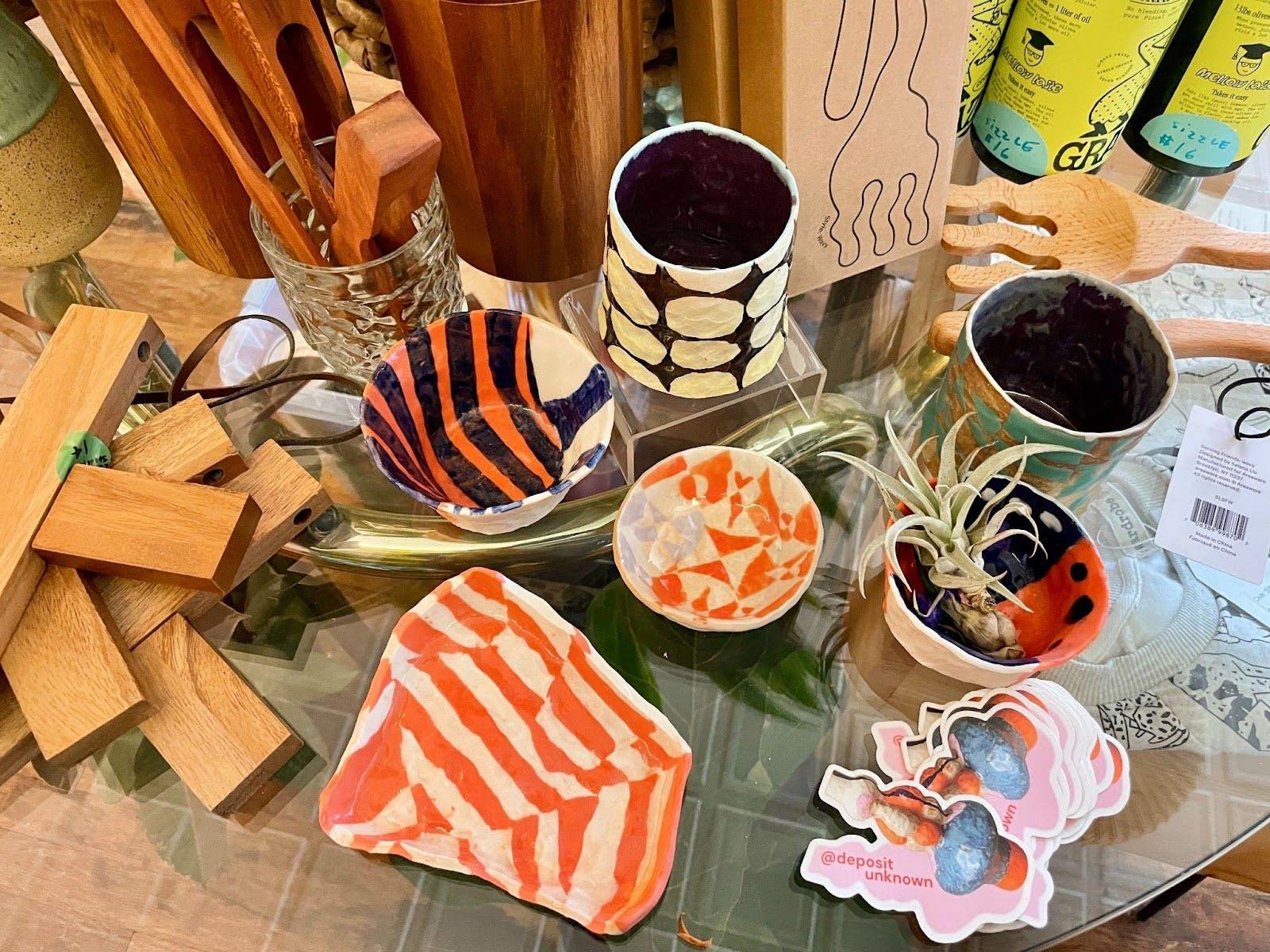 Deposit Unknown pottery on display at WorkshopPGH. (Francesca Dabecco / City Cast Pittsburgh)