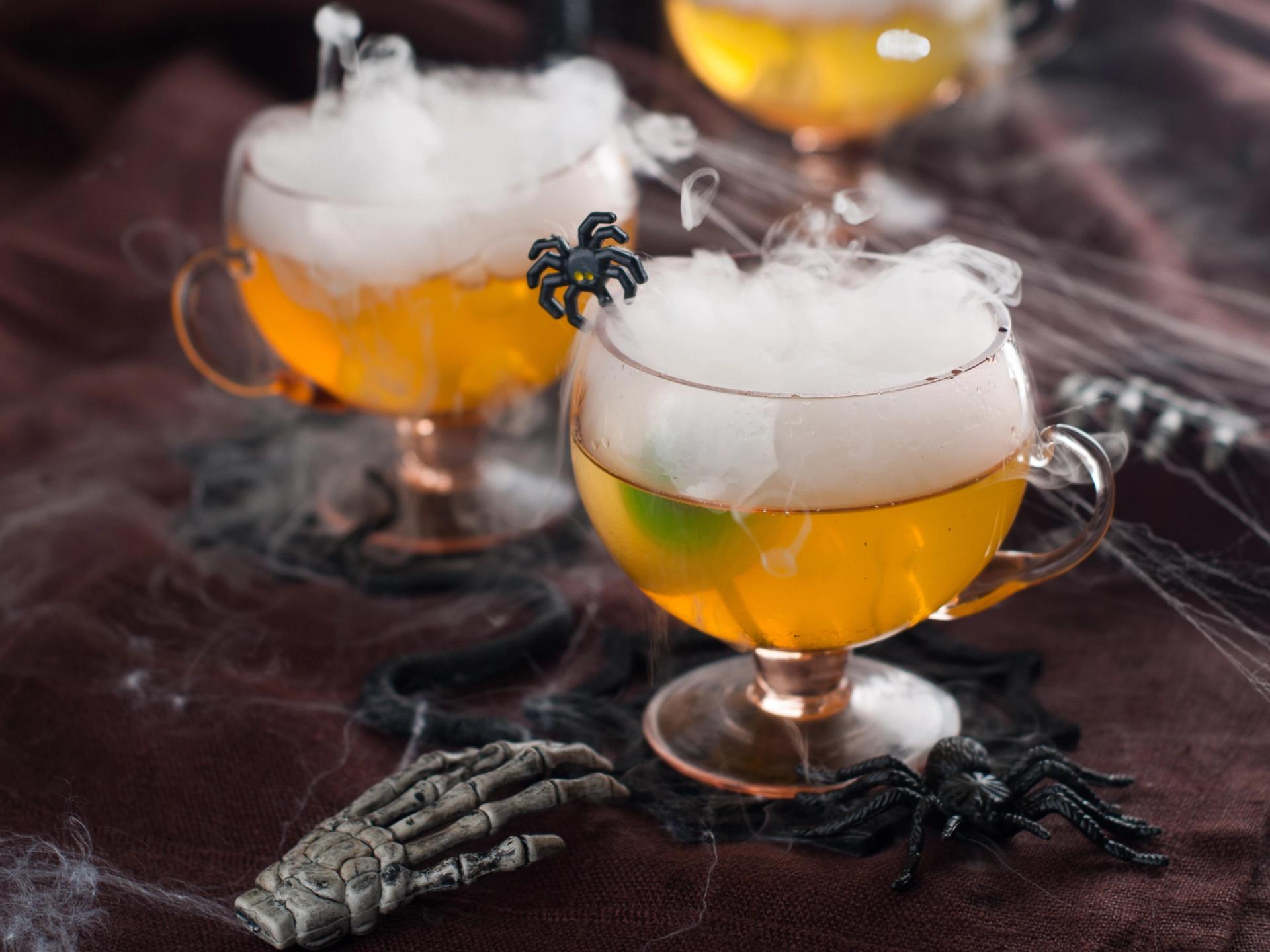 Two halloween themed cocktails
