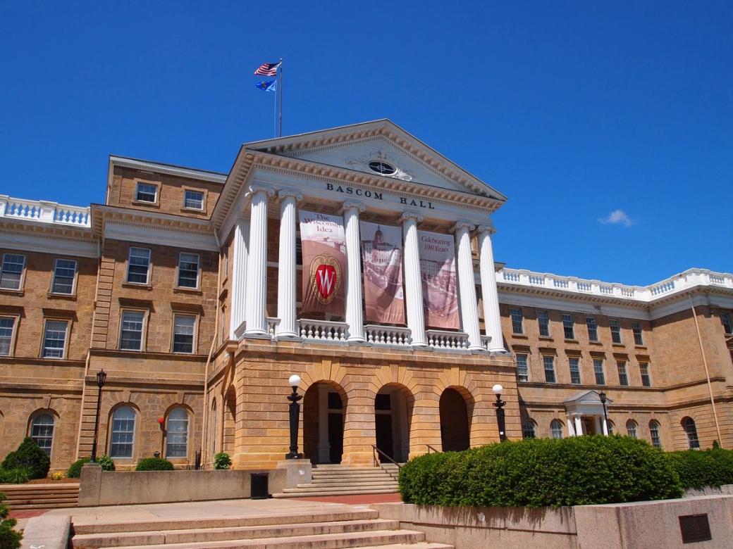 A UW Madison building - red brick with white columns.