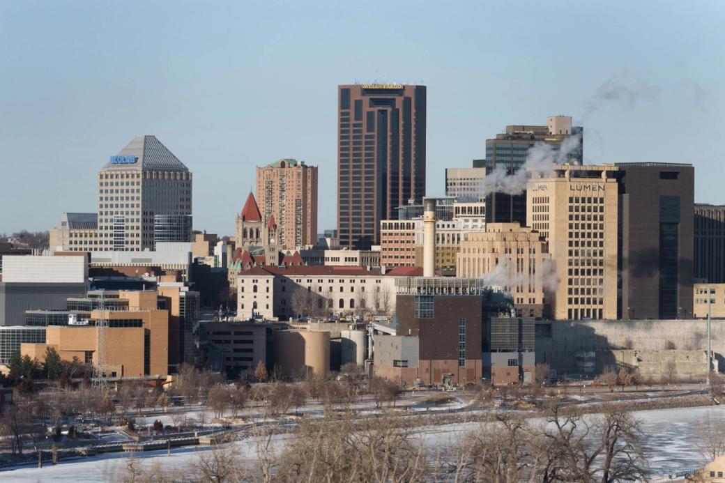 Downtown Minneapolis skyline on a winter day