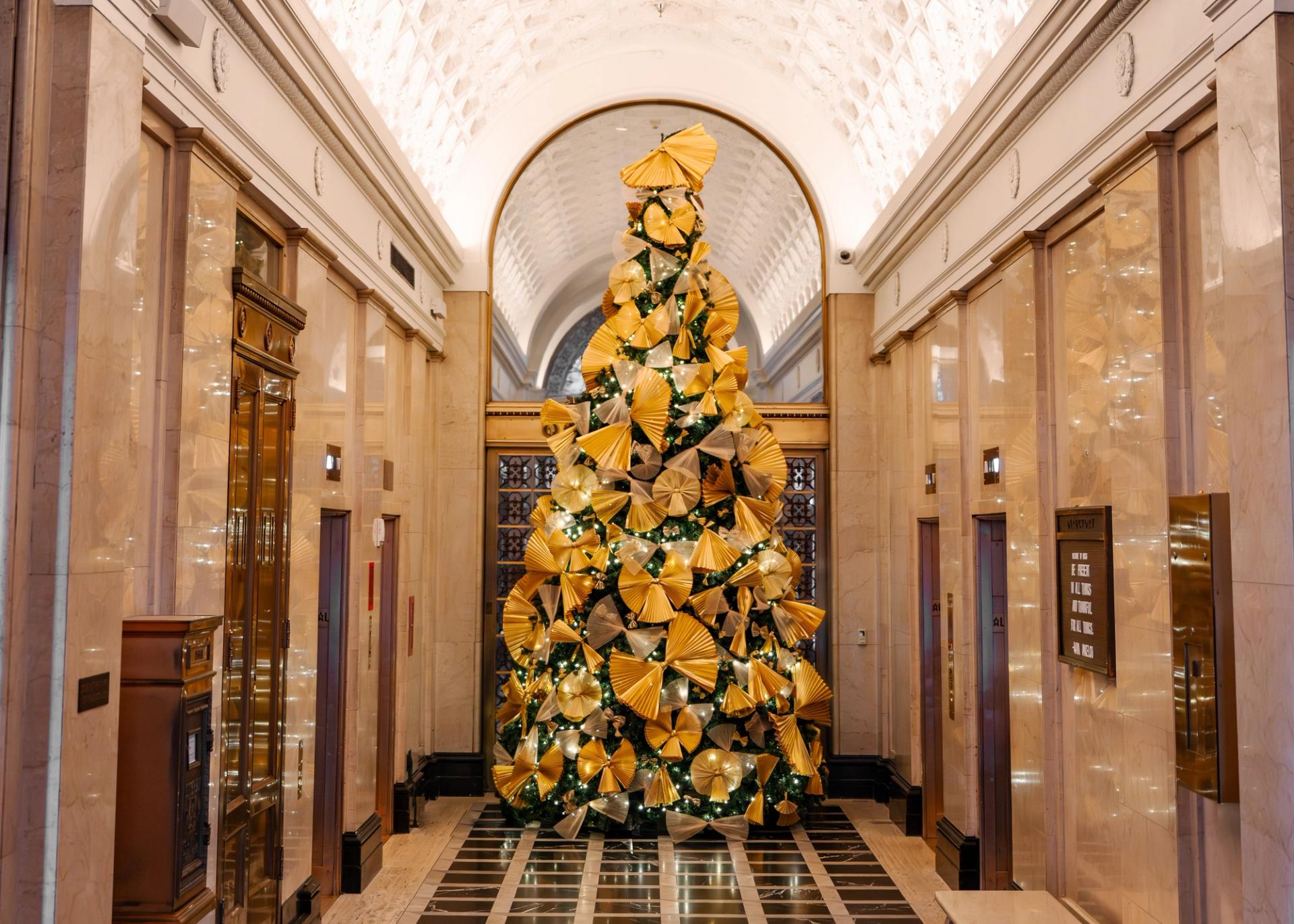 The designer Christmas tree in the Riggs Hotel on display. (Courtesy of The Riggs Hotel)