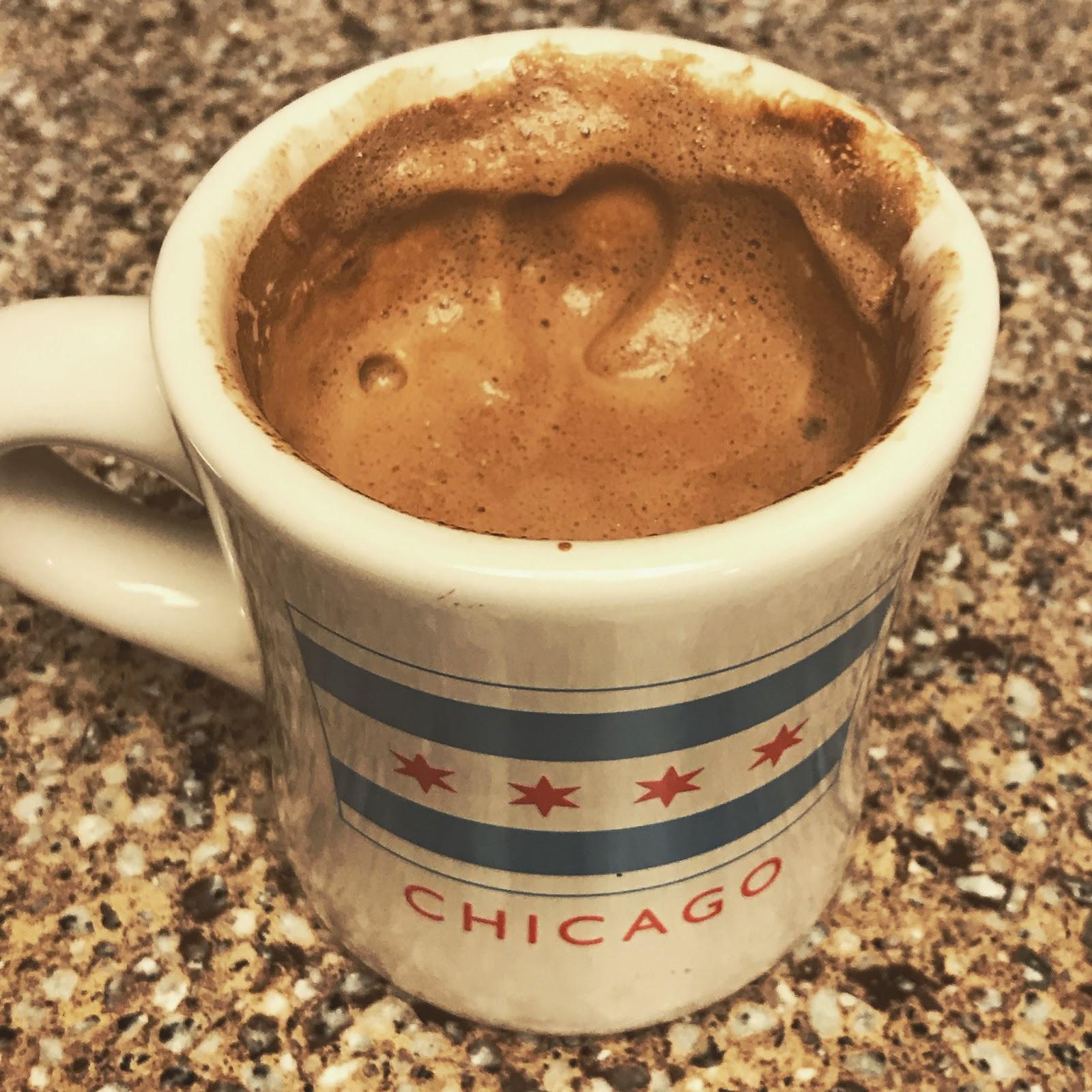 Hot chocolate in a Chicago mug
